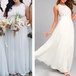 PLUS Lulu’s Forever and Always White Lace Flowy Maxi Dress Size 2X